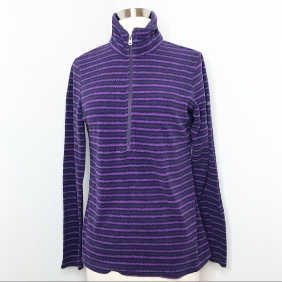 Columbia Womens Purple Striped Fleece Pullover Jacket Size Small Half Zip - Picture 9 of 9